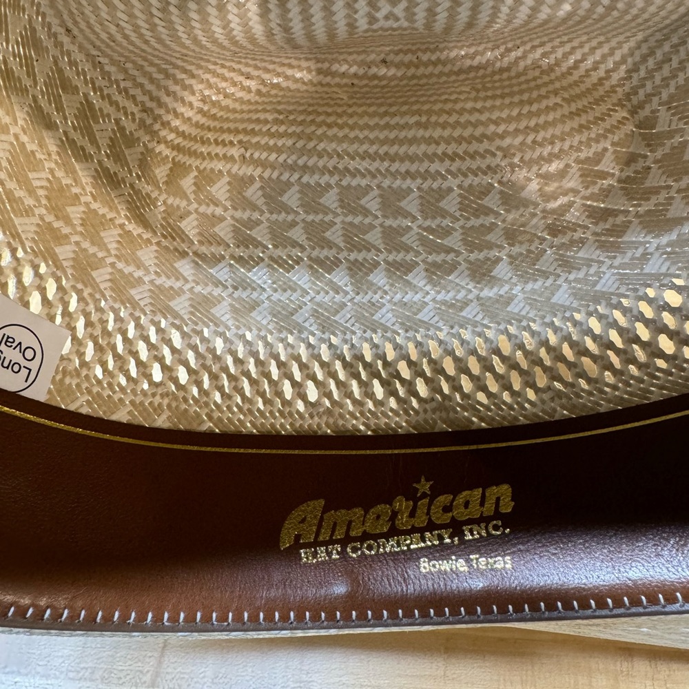 Cowboy’s Custom Greeley Hat Works Straw Rodeo American Hat Size 7 Long Oval - Picture 10 of 11